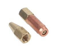 10pcs Propane or Acetylene Welding Nozzles Set, Copper Brass Multi-Flame Tips Compatible with H01-2 Oxy-Propane/Oxy-Acetylene Torch for Metal Cutting, Brazi