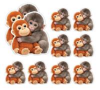 10PCS Protect Punch The Monkey Stickers, Cute Baby Monkey Stickers, Monkey Punch Sticker, Monkey Holding Plush Toy Stickers, Animal Lover Gifts Decoration for Laptops, Phones, Water Bottles (B)