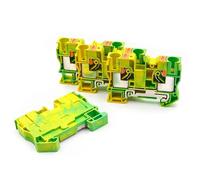 10Pcs PT 10-PE Grounding Terminal Block 10mm² DIN Rail Heavy-Duty Electrical Wiring Industrial Use
