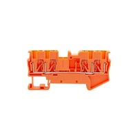 10Pcs PT2.5-QU Push-In Spring 4-Conductor Strip PT 2.5 QUATTRO Wire Electrical Connector Din Rail Terminal Block PT 2.5-QU(Orange)
