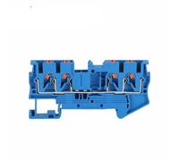 10Pcs PT2.5-QU Push-In Spring 4-Conductor Strip Wire Electrical Connector Din Rail Terminal Block(PT2.5-QU-Blue)