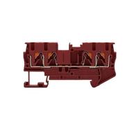 10Pcs PT2.5-QU Terminal Block 4 Conductors Din Rail Electrical Wire Spring Connection Push In Conductors Wire Connector(10Pcs Red)