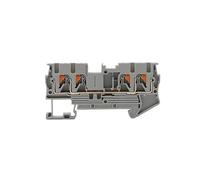 10Pcs PT2.5-QU Terminal Block 4 Conductors Din Rail Electrical Wire Spring Connection Push In Conductors Wire Connector(10Pcs Gray)