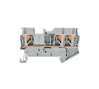 10Pcs PT2.5-TWIN Din Rail Terminal Block 3 Conductors Push In Spring Screwless Feed Through Wire Conductor Wire Connector(10Pcs Gray)