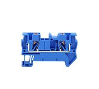 10Pcs PT4 Push-In Spring Feed-Through Strip Plug PT-4 Wire Electrical Connector Din Rail Screwless Terminal Block PT 4(PT4-Blue)