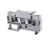 10Pcs PTC4-HESI/PT4/PTC4RD DIN Rail Terminal Block Fuse Terminal With Push-In Fuse Quick Spring Clamp For Industrial Cabinets(Gray with light 24V)
