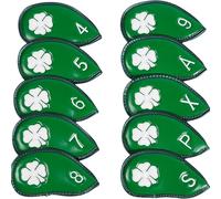 10Pcs PU Leather Golfs Head Cover Rod Head Protective Cases Waterproofs Headcover Golfs Iron Club Cover Enduring Club Protective PU Soft Enduring Portable