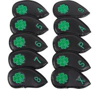10Pcs PU Leather Golfs Headcover Protective Cover Rod Head Cases Waterproofs Golfs Iron Head Cover Accessories Club Protective PU Soft Enduring Portable