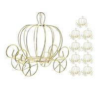 10pcs Pumpkin Carriage Metal Candy Box Golden Decorative Storage | Cart Shape, Easy to Clean Finish, Practical for Small Items, Elegant Wedding Favour Box