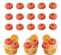 10Pcs Pumpkin Cupcake Toppers Orange Fall Pumpkin Cupcake Picks Baby Shower Cake Decorations Thanksgiving Themed Baby Shower Birthday Thanksgiving Halloween Party Cake Decorations Supplies