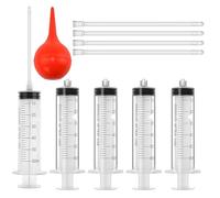 10Pcs Puppy Kitten Feeding Tube Kit for Small Animals, 10x Clear Feeding Syringe+10x Feeding Tube + 1x Bulb for Puppy Kitten Nestling Feeding, Scientific Labs and Measuring (60ml Syringe + 4mm Tube)