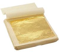 10Pcs Pure Gold Edible Leaf Sheets 1.7"x1.7" 98% Silver Leaf for Beauty Routine and Makeup,Bakery and Pastry, Cake, Art Decoration, DIY Art and Craft Work Furniture or Accessories (24K Gold)