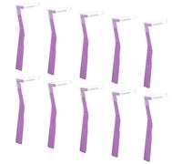10pcs Purple Angled Interdental Brushes with L-Shaped Heads | Ultra-soft bristles, plastic short ergonomic handles, deep clean between teeth, secure grip for wide gaps on the move or at