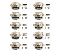 10PCS Push Button Door Lock for Cabinets Drawers Campervan with Spring Up Latch Knob Compatible with 14 16mm Plate Thickness and Solid ABS Zinc Alloy (Pearl Nickel)