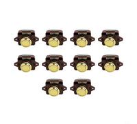 10PCS Push Button Lock Set for Campervan Door Cabinet Drawers with Spring Loaded Latch Knob, Fits 14 16mm Thick Panels, ABS and Zinc Alloy Material (Brown Gold)
