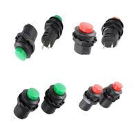 10Pcs Push Button Switch DS-425 Self-locking/Reseting Non-locking 2 Pin 250V 1.5A Round Switch Red Green(Reseting Red)