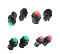 10Pcs Push Button Switch Self-locking/Reseting Non-locking 2 Pin 250V 1.5A Patch Round Switch Red Green(Reseting Red)