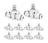 10Pcs Push to Connect Air Flow Control Valve, White 4mm Tube OD x 4mm Tube OD Union Straight Air Speed Control Valve Pneumatic Connector Quick Fittings