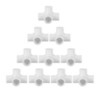10pcs PVC 4 Way Side Outlet Tee Fitting White for Pipe Connector