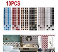 10Pcs PVC Mosaic Tile Stickers for Home Wall Decor Kitchen and Bathroom Retro Style (MSC071)