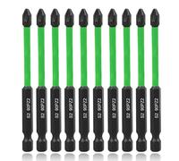 10pcs PZ2 Pozidriv Screwdriver Bit Set POZI No.2 Screw Driver Drill Bits | Saipor Magnetic Impact Screwdriver Driver Bits Set S2 Steel 1/4 Inch Hex Shank Impact Driver Bit, 90mm Long