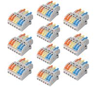 10PCS Quick Terminal Wire Connectors 600V 32A Conductor Compact Connector Electrical Wiring Terminal Lever Wire Connectors for Circuit Inline Splices(3 in 6 out)