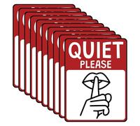 10PCS Quiet Sign Sticker Self Adhesive Vinyl Durable Please Be Quiet Decal Label No Talking Reminder Sticker for Offices Quite Zone Home Library 5.9 X 7.9 In