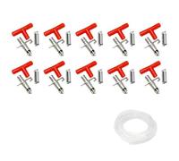 10Pcs Rabbit Waterers, Stainless Steel Automatic Rabbit Drinking Fountain with 10m Hose, Pet Water Drinker for Ferrets Chinchilla Rodent Poultry