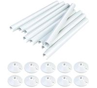 10pcs Radiator Pipe Covers 200mm x 15mm, 10pcs 15mm Pipe Collars Radiator Sleeves Snap On Radiator Caps (White)