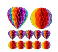 10Pcs Rainbow Party Decorations Rainbow Honeycomb Balls Gay Pride Decorations Honeycomb Decorations Hanging Paper Pom Pom for LGBT Party Celebration Wedding Decorations