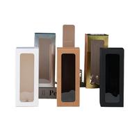 10pcs Rectangle Gift Box With Transparent Window Wine Bottle Aromatherapy Candle Packaging Paper For Wedding Party Decor(Brown)