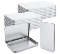 10Pcs Rectangular Metal Hinged Tin Box with Lid 7”x 4.2”x 0.6”Empty Metal Tins Box with Lids Portable Storage Containers for Home Storage Watercolor Pen Eraser Pill Jewelry Candy Craft Organize