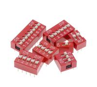 10PCS Red, Blue Toggle Switch Spacing 2.54MM DIP Dial The Code Switch 1 2 3 4 5 6 7 8 9 10 12 PIN Quick Switch IDGTTLDF(Red,10pcs 7p)