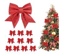 10Pcs Red Christmas Bows with Sequined,bows for gift wrapping,Gift Wrapping Accessories, for Christmas Party, Wedding, Home Decoration,4.7 * 5.9in