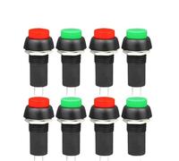 10pcs Red Green Small Push Button Switch PBS-11A PBS-11B Round Cap Two Pins With Self-Locking 3A 250V red green(Green,PBS-11-10pcs,Self-lock)