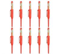 10Pcs Red Long Nib Deep Hole Marker Pen 45mm Tip, Refillable Long-lasting Oil-based Permanent Markers, Waterproof Carpenter Pen for Measuring,Marking,Construction,Drywall,Woodworking & Plumbing