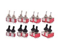 10pcs Red Mini Toggle Switch SPDT DPDT 2 3 Position ON-ON/ON-Off-ON with Waterproof Cap MTS-102 103 202 203 302 303 402 403(3 Pins No Cap)