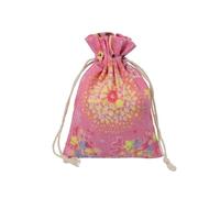 10pcs Red Rose Printing Cotton Linen Bag Wedding Candy Drawstring Bag Travel Small Object Storage Bag Bag(Pink deer)