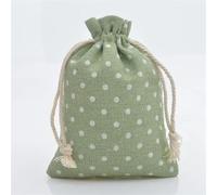 10pcs Red Rose Printing Cotton Linen Bag Wedding Candy Drawstring Bag Travel Small Object Storage Bag Bag(Green dot)