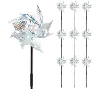 10Pcs Reflective Bird Repellent Windmills, Laser Pinwheel Bird Scarers for Gardens, Outdoor Bird Deterrent Spinners to Keep Birds and Pigeons Away, Weatherproof and Eco-Friendly Decoration