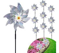 10pcs Reflective Bird Windmill, Pinwheel Prevention for Outside, Ultra Sparkly Pin Wheel to Deter Animal Devices, Keep Birds Away Wind Spinner for Outdoor Garden Yard Patio Lawn Decor