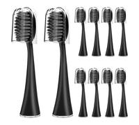 10pcs Replacement Brush Heads,Compatible for Burst Pro Electric Toothbrush(10pcs Black)