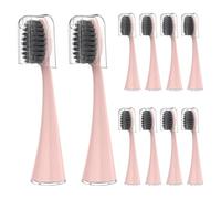10pcs Replacement Brush Heads，Compatible for Burst Pro Sonic Electric Toothbrush Soft Charcoal Bristles Refill with Dust Cover Cap(10pcs Pink)