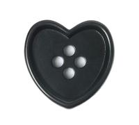 10Pcs Resin Heart Shaped Buttons 18mm 21mm 25mm (Black, 21 mm 10Pcs)
