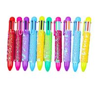 10pcs Retractable Ballpoint Pen 6-in-1 Shuttle Multicolor Office School Supplies For Student Shuttle Sequins Multicolor