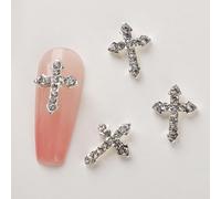 10Pcs Retro Cross Nail Charm Alloy Rhinestones Cross Punk Gothic Nail Art Supplies For Acrylic Nail Alloy Rhinestones