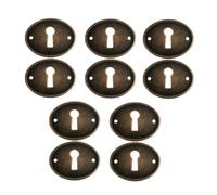 10Pcs Retro Key Cover Plate Lock Decor Oval Insert Furniture Escutcheons Protector DIY Jewelry Making Connector for Cabinets