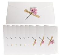 10PCS Retro Kraft Paper Gift Envelopes with Handmade Dried Flower Blank Long Invitation Envelopes V Flap Money Envelope with Sticker Handmade Paper Fancy Envelope for Wedding Festival Party