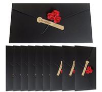 10PCS Retro Kraft Paper Gift Envelopes with Handmade Dried Flower Blank Long Invitation Envelopes V Flap Money Envelope with Sticker Handmade Paper Fancy Envelope for Wedding Festival Party