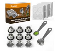 10pcs Reusable Capsules for Nespresso OriginalLine - Refillable Coffee Pods Stainless Steel Cups Compatible for Nespresso OriginalLine Machine (10pods+300Lids)